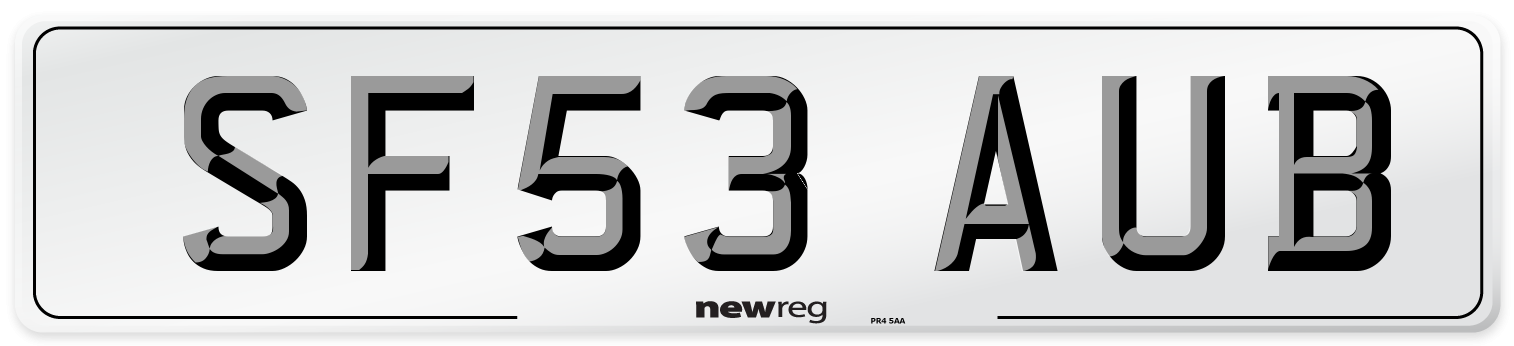 SF53 AUB Number Plate from New Reg